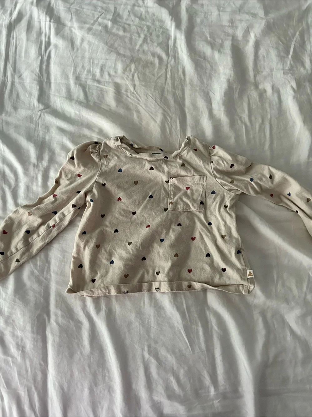 BabyGap Cream Top with multi color hearts